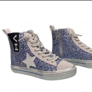 Vintage Havana Alive 3 High Top Blue White Star Blue Glitter; New; Never Worn